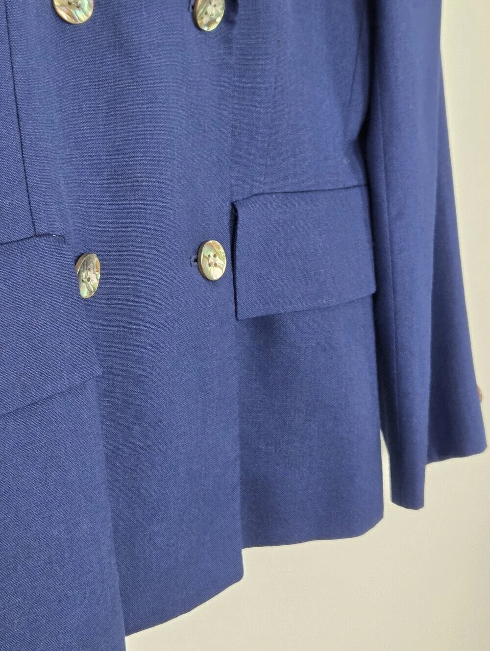Vintage Christian Dior Double Breasted Blazer with Abalone Shell Buttons Size 10